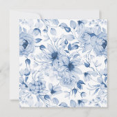 Elegant Blue Floral Wedding Invitation Kaart (Achterkant)