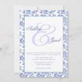 Elegant Blue Floral Wedding Invitation Save The Date (Voorkant)