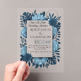  Elegant Blue Floral Wedding Invitation Template   Acryl Uitnodigingen
