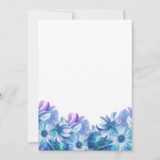 Elegant Blue Floral Wedding Kaart (Achterkant)