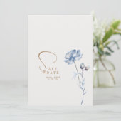 Elegant Blue Floral Wedding Kaart (Staand voorkant)