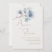 Elegant Blue Floral Wedding Kaart (Achterkant)