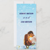 Elegant Blue Floral Wedding Kaart (Achterkant)