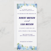 Elegant Blue Floral Wedding  Kaart (Voorkant)