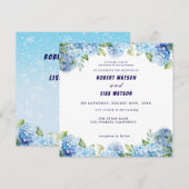 Elegant Blue Floral Wedding  Kaart (Voorkant / Achterkant)