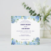 Elegant Blue Floral Wedding  Kaart (Staand voorkant)
