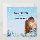 Elegant Blue Floral Wedding  Kaart (Achterkant)