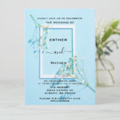 Elegant Blue Floral Wedding Kaart (Staand voorkant)