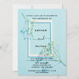 Elegant Blue Floral Wedding Kaart