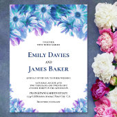 Elegant Blue Floral Wedding Kaart