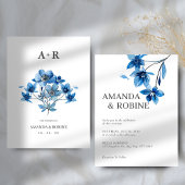 Elegant Blue Floral Wedding Kaart