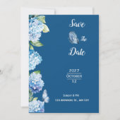 Elegant Blue Floral Wedding Kaart (Voorkant)