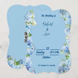 Elegant Blue Floral Wedding Kaart
