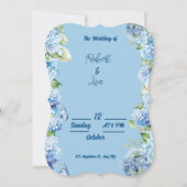 Elegant Blue Floral Wedding Kaart (Voorkant)