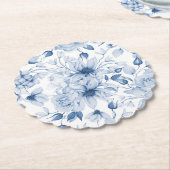 Elegant Blue Floral Wedding Kartonnen Onderzetters (Gekanteld)