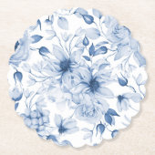 Elegant Blue Floral Wedding Kartonnen Onderzetters (Voorkant)
