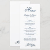 Elegant Blue Floral Wedding Menu (Voorkant / Achterkant)