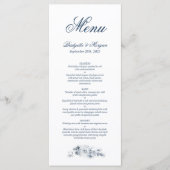 Elegant Blue Floral Wedding Menu (Voorkant)