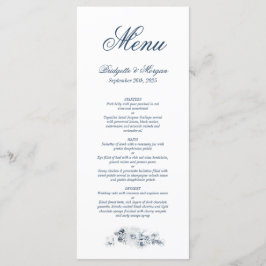 Elegant Blue Floral Wedding Menu