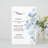 Elegant Blue Floral Wedding Menu (Staand voorkant)