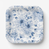 Elegant Blue Floral Wedding Paper Bord (Voorkant)