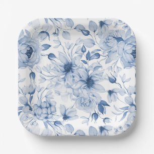 Elegant Blue Floral Wedding Paper Bord