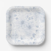 Elegant Blue Floral Wedding Paper Plate Papieren Bordje (Voorkant)