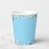 Elegant Blue Floral Wedding  Papieren Bekers (Achterkant)