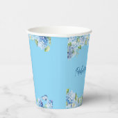 Elegant Blue Floral Wedding  Papieren Bekers (Rechts)