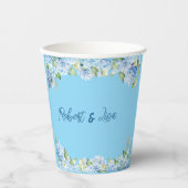 Elegant Blue Floral Wedding  Papieren Bekers (Voorkant)