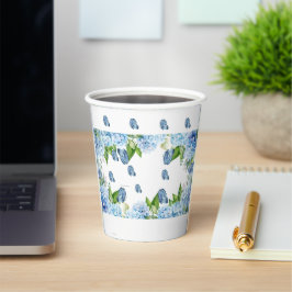 Elegant Blue Floral Wedding Papieren Bekers