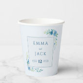 Elegant blue floral wedding papieren bekers (Voorkant)