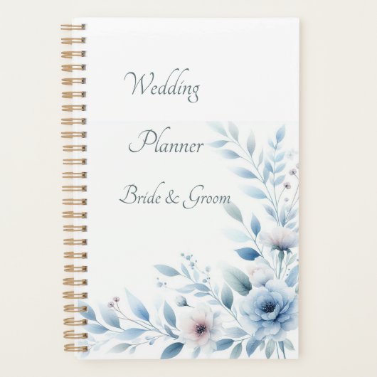 Elegant Blue Floral Wedding Planner (Voorkant)