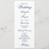 Elegant Blue Floral Wedding Programmakaart (Voorkant)