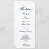 Elegant Blue Floral Wedding Programmakaart (Voorkant / Achterkant)