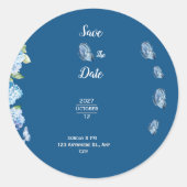 Elegant Blue Floral Wedding Ronde Sticker (Voorkant)