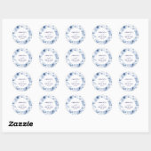 Elegant Blue Floral Wedding Ronde Sticker (Vel)