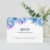 Elegant Blue Floral Wedding RSVP (Staand voorkant)