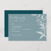 Elegant Blue Floral Wedding RSVP Card (Voorkant / Achterkant)