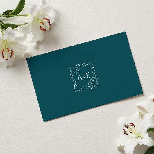 Elegant Blue Floral Wedding RSVP Card