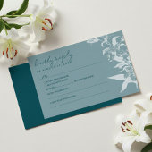Elegant Blue Floral Wedding RSVP Card Kaartje