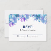 Elegant Blue Floral Wedding RSVP Kaartje (Voorkant)