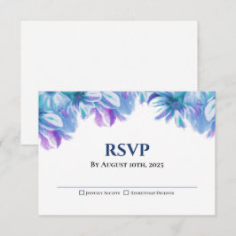 Elegant Blue Floral Wedding RSVP Kaartje