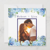 Elegant Blue Floral Wedding  Save The Date (Voorkant)