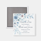 Elegant Blue Floral Wedding Save the Date Magnet (Voorkant / Achterkant)