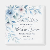 Elegant Blue Floral Wedding Save the Date Magnet (Voorkant)
