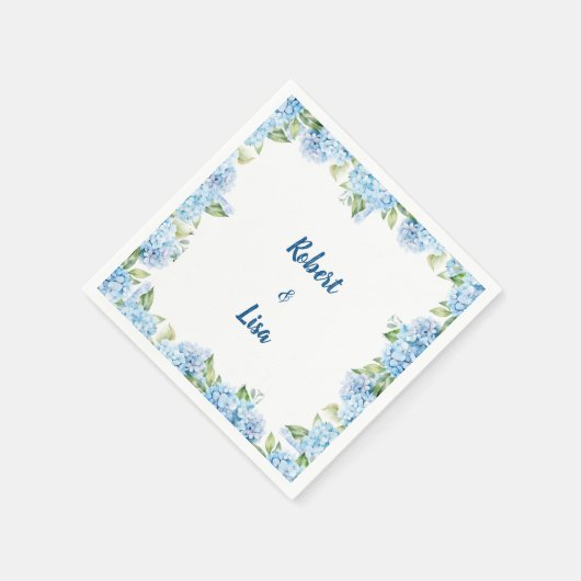 Elegant Blue Floral Wedding Servet (Hoek)