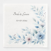 Elegant Blue Floral Wedding Servet (Voorkant)