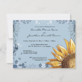 Elegant Blue Floral Wedding Shower Invite Kaart