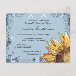 Elegant Blue Floral Wedding Shower Invite Kaart